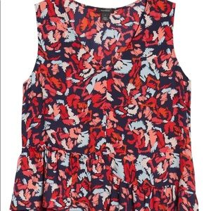 Halogen ruffle tank navy bloom small